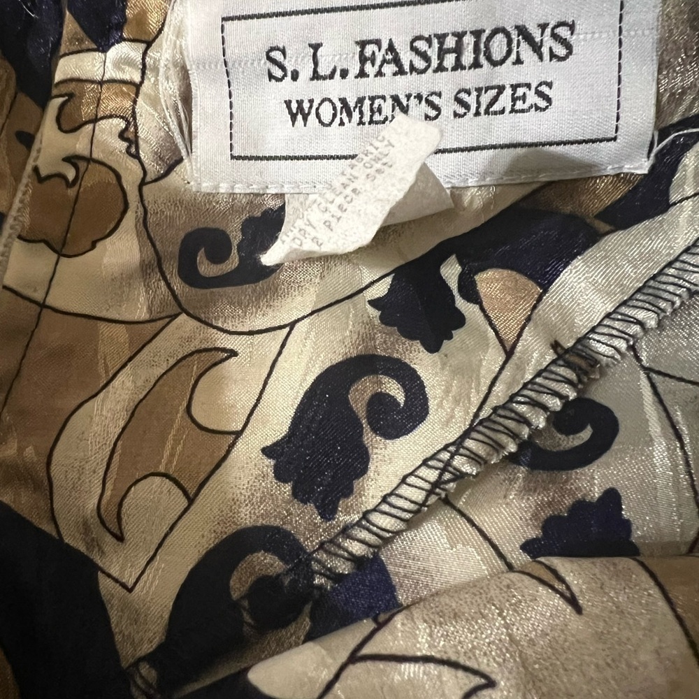 S.L. Fashions Size 14 2 Piece Round Neck Short Sleeve Top Long Skirt Vintage - Picture 6 of 6